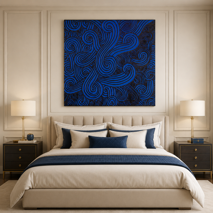Blue Black Abstract Textured Painting #Kiss 175