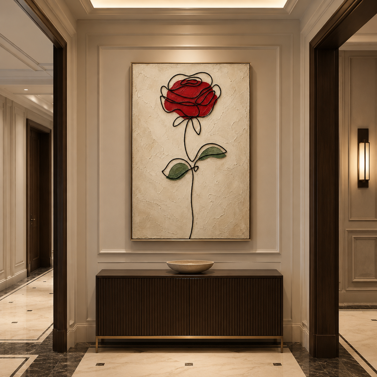 Red Rose Minimalist Canvas Painting #Kiss 176