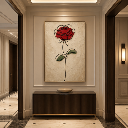 Red Rose Minimalist Canvas Painting #Kiss 176