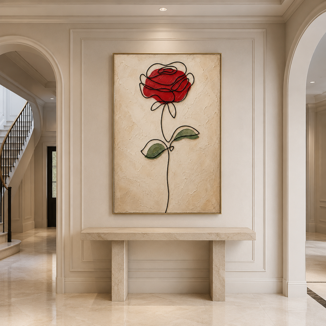 Red Rose Minimalist Canvas Painting #Kiss 176