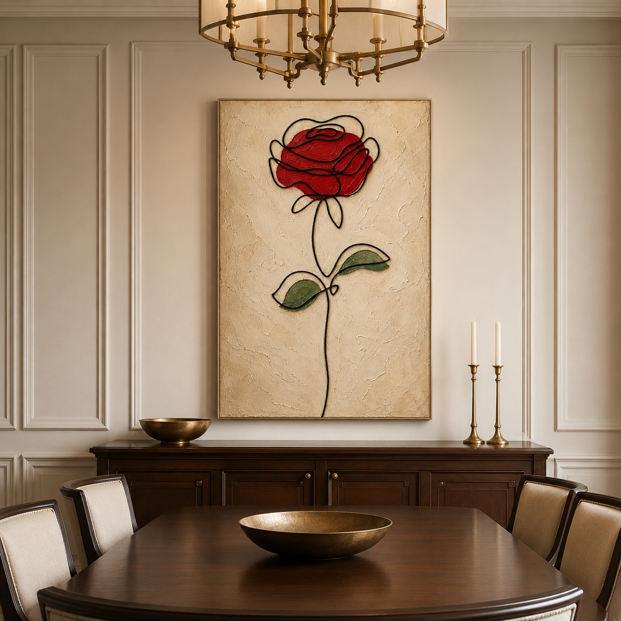 Red Rose Minimalist Canvas Painting #Kiss 176
