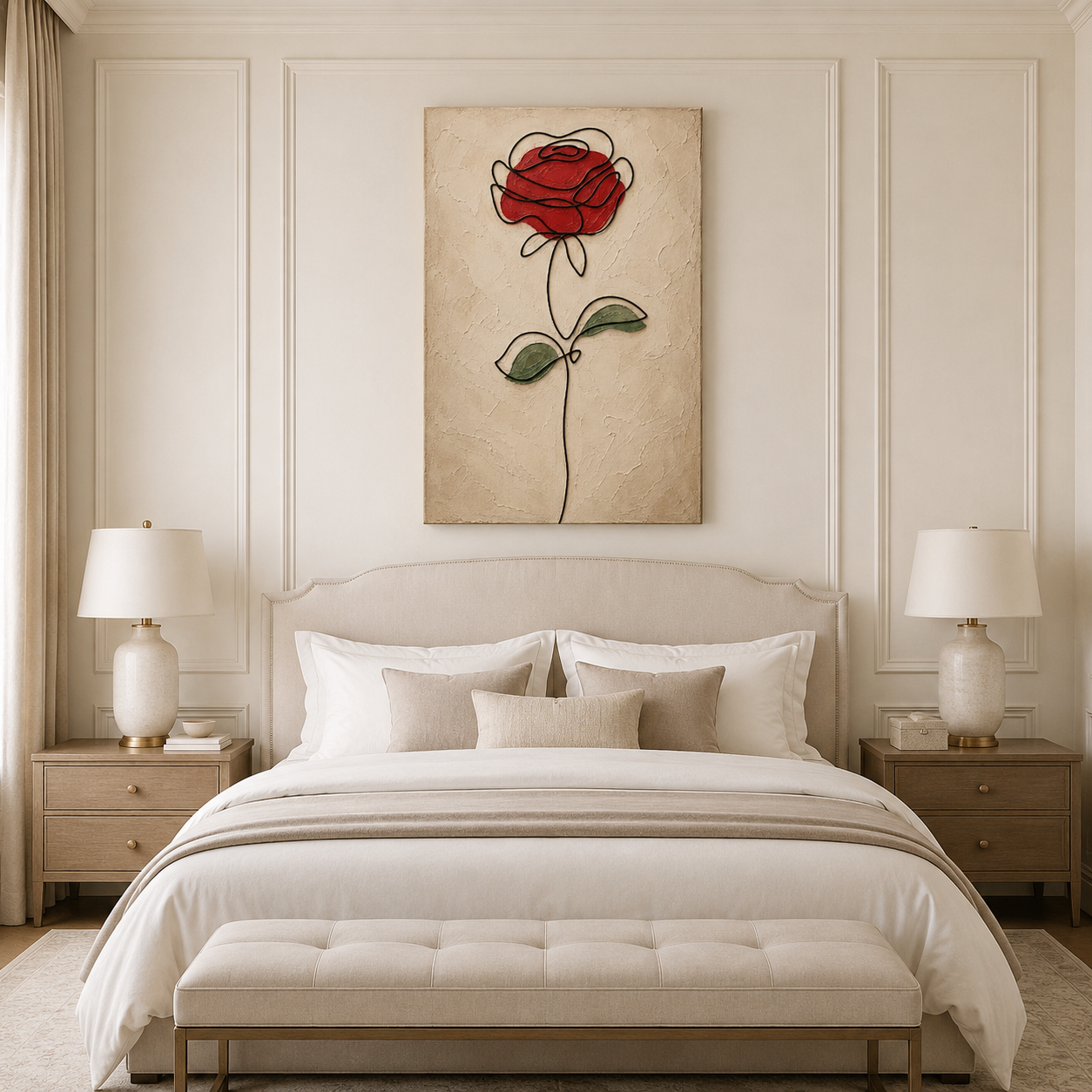 Red Rose Minimalist Canvas Painting #Kiss 176