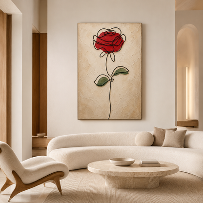 Red Rose Minimalist Canvas Painting #Kiss 176