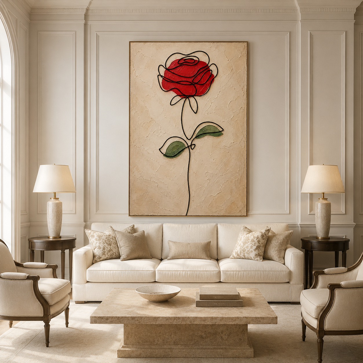 Red Rose Minimalist Canvas Painting #Kiss 176