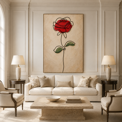 Red Rose Minimalist Canvas Painting #Kiss 176