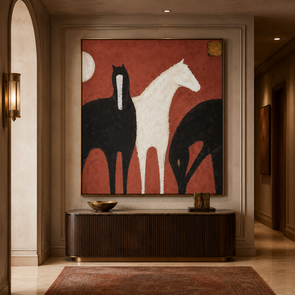 Abstract Horse Canvas Painting #Kiss 177