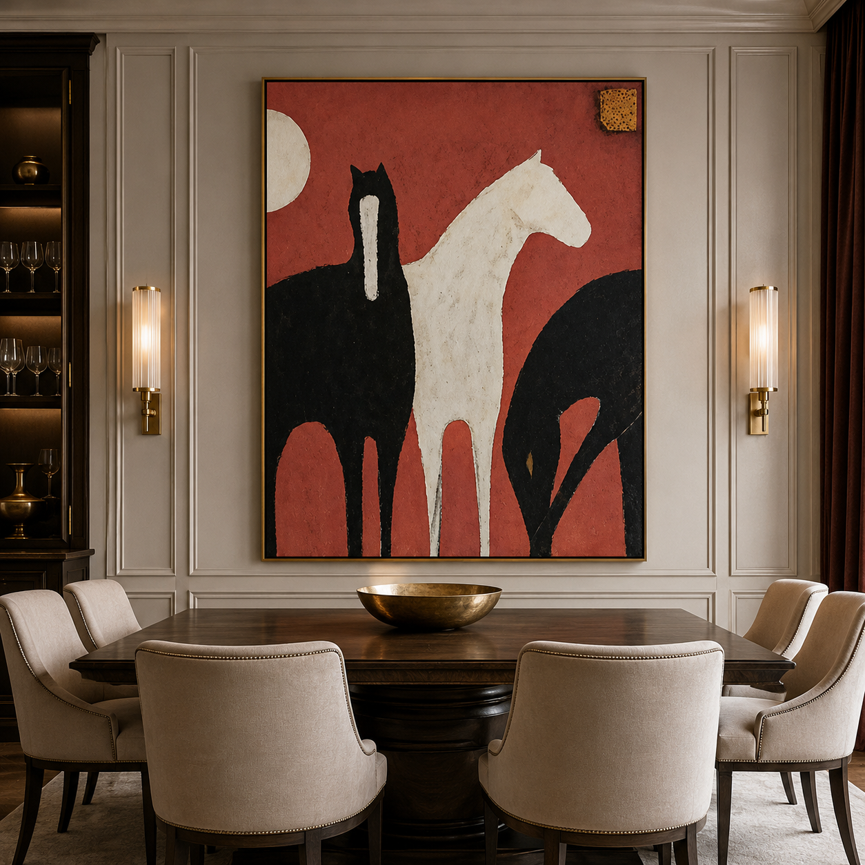 Abstract Horse Canvas Painting #Kiss 177