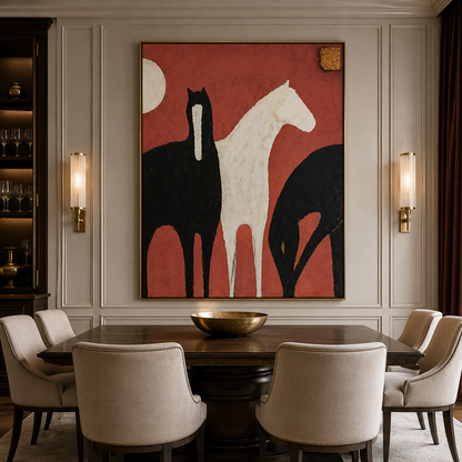 Abstract Horse Canvas Painting #Kiss 177