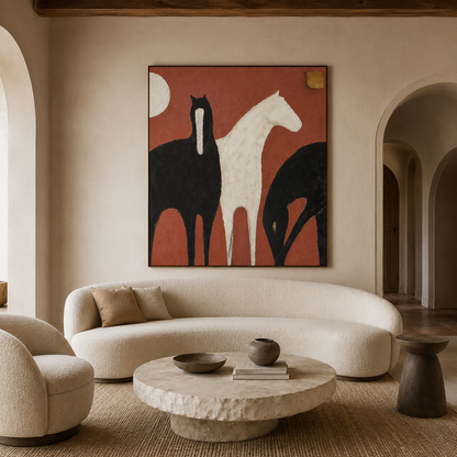 Abstract Horse Canvas Painting #Kiss 177