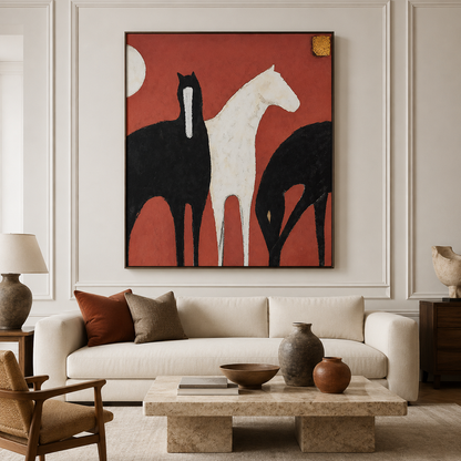 Abstract Horse Canvas Painting #Kiss 177