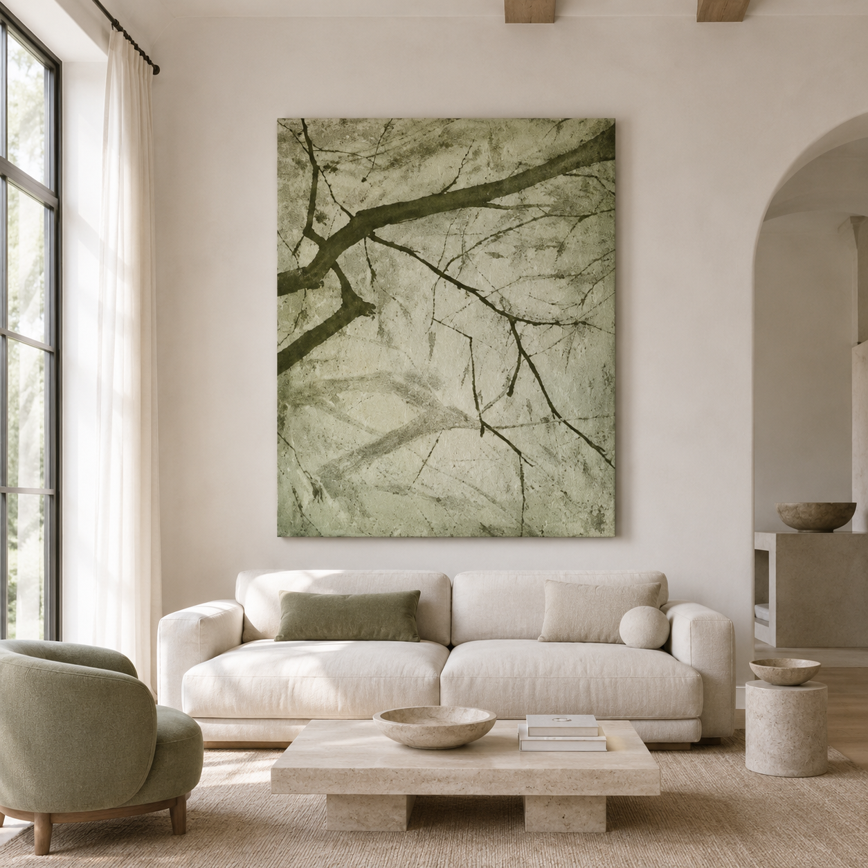 Green Branch Nature Canvas Painting #Kiss 180
