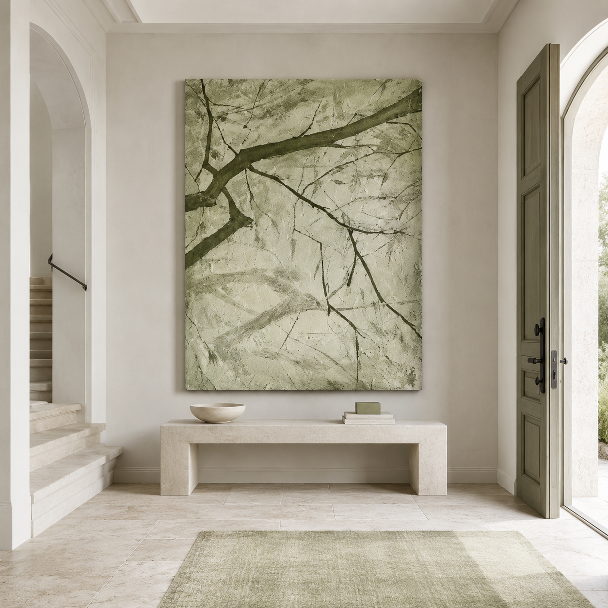 Green Branch Nature Canvas Painting #Kiss 180