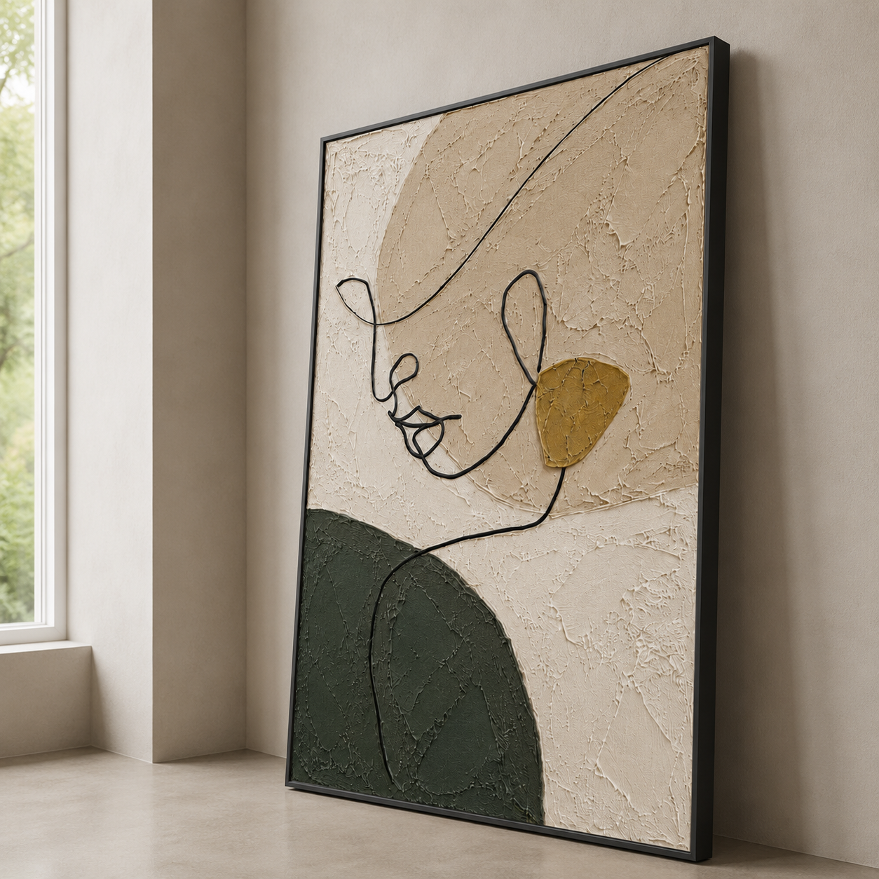 Minimalist Line Face Textured Painting #Kiss 51