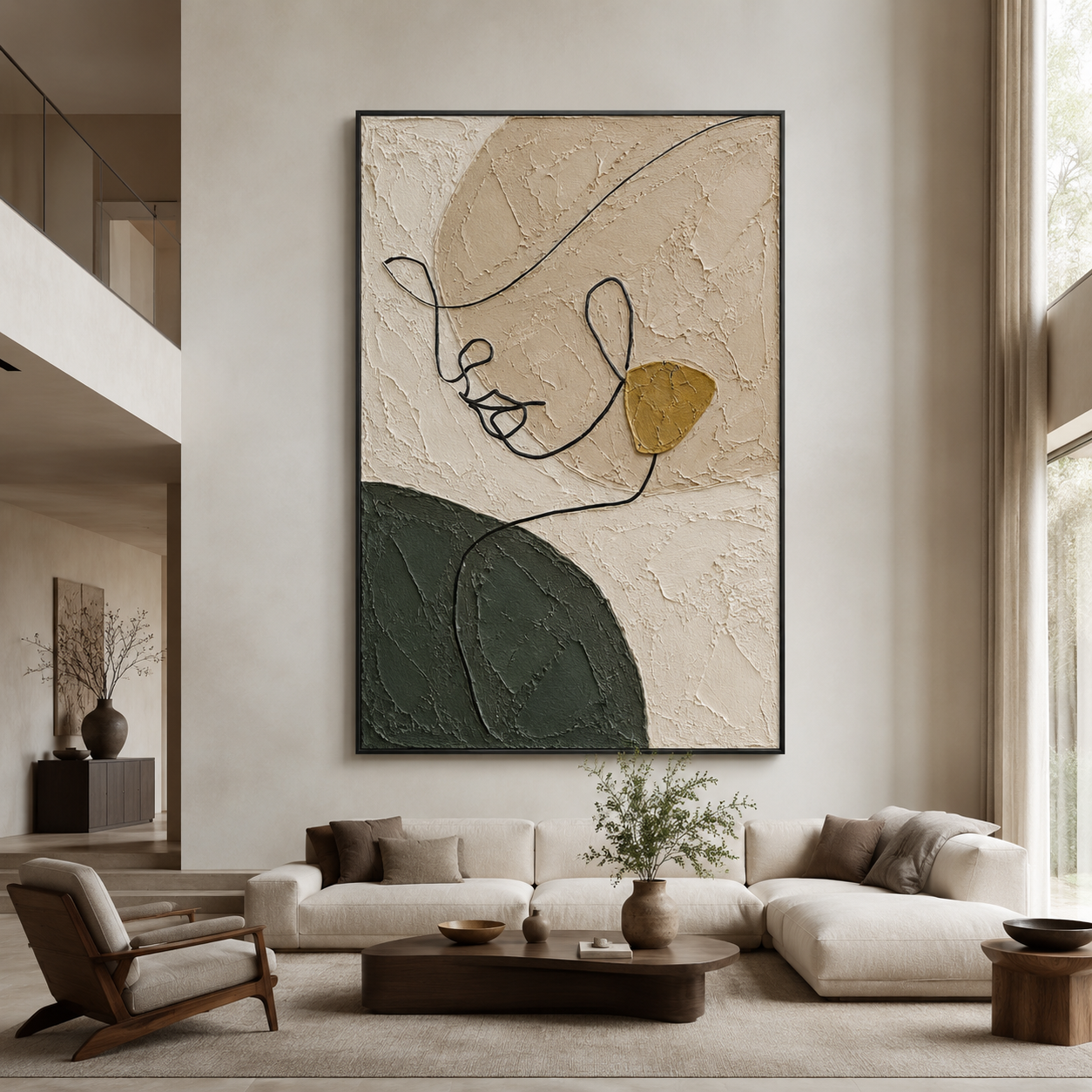 Minimalist Line Face Textured Painting #Kiss 51