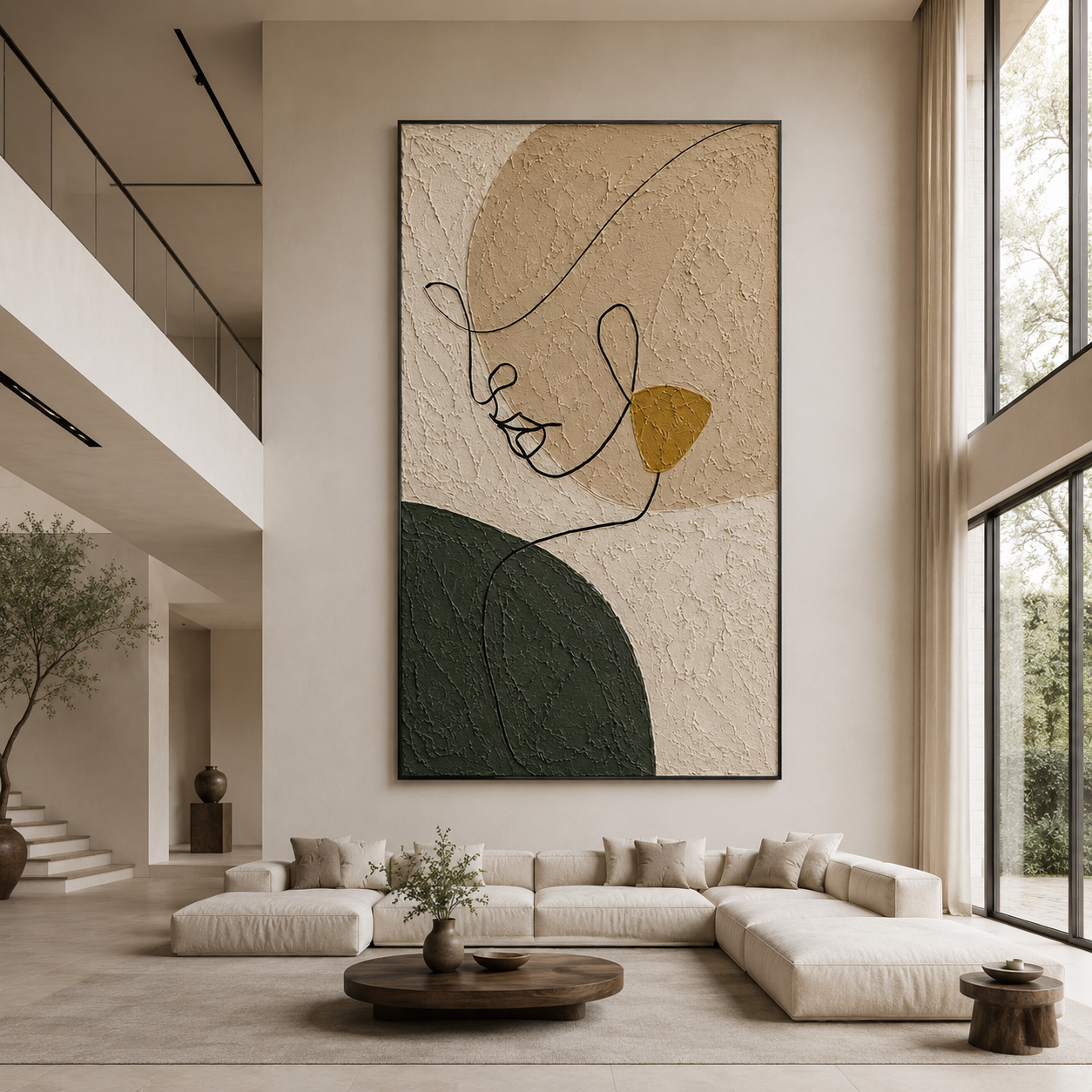 Minimalist Line Face Textured Painting #Kiss 51