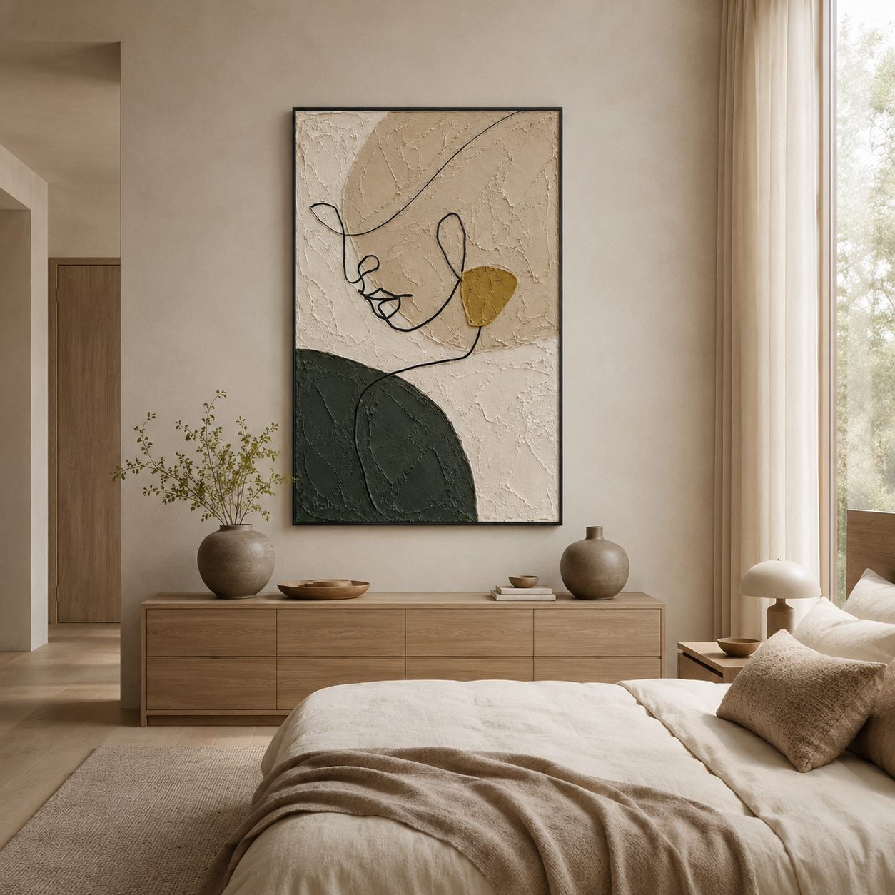 Minimalist Line Face Textured Painting #Kiss 51