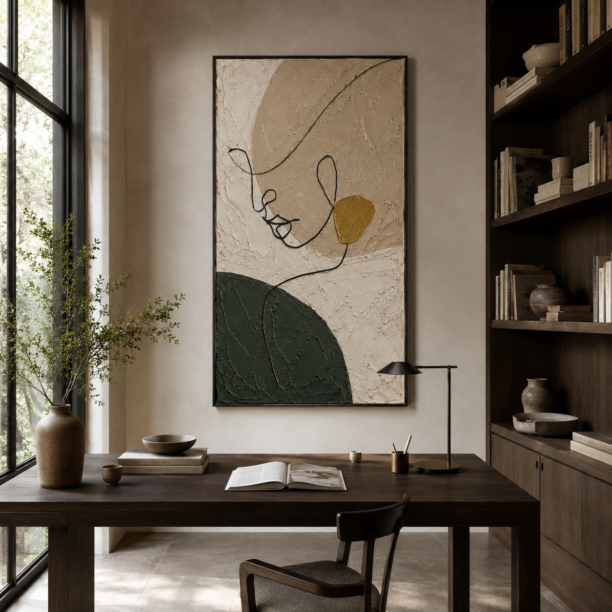 Minimalist Line Face Textured Painting #Kiss 51