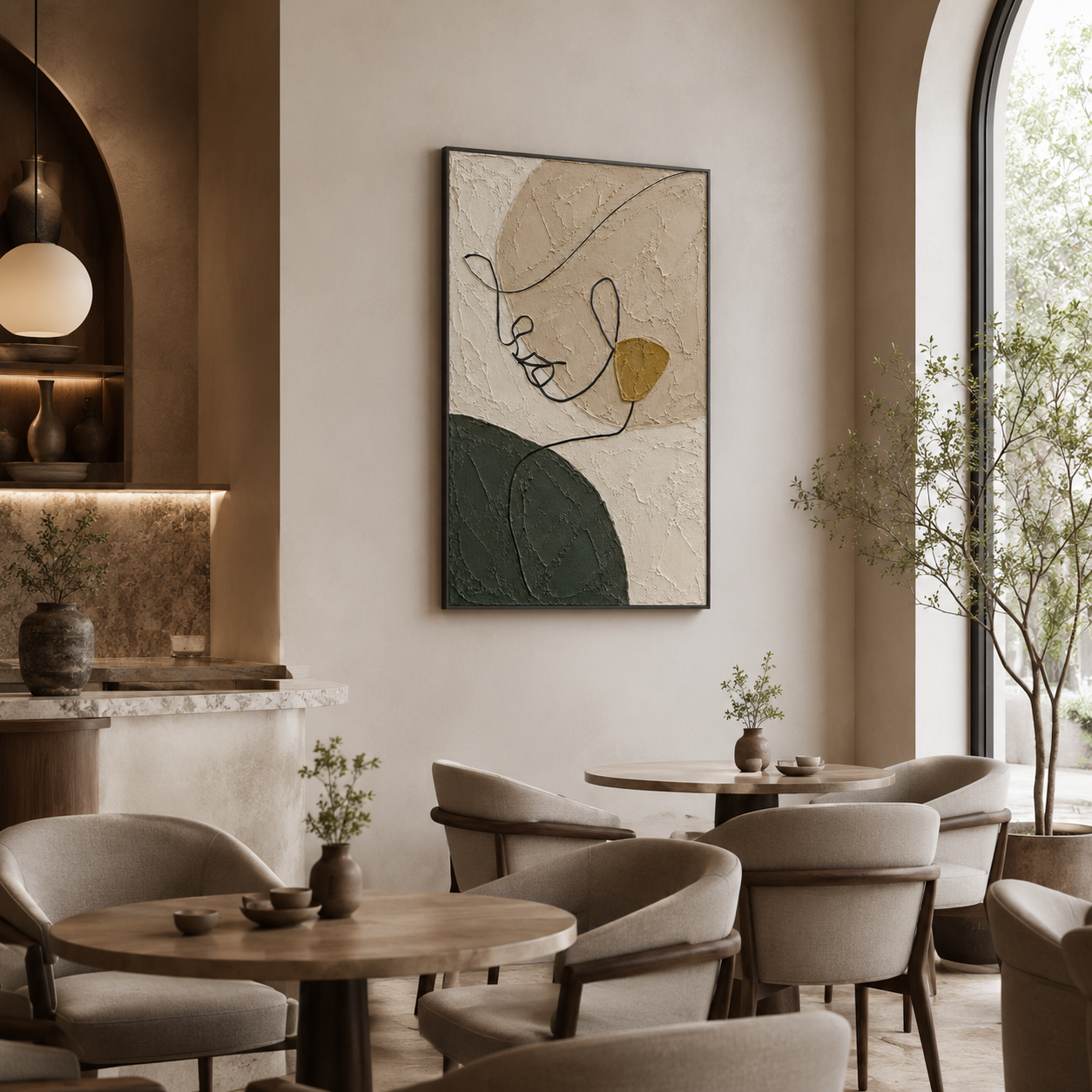 Minimalist Line Face Textured Painting #Kiss 51