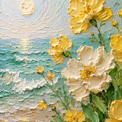 Seaside Floral Textured Painting #Kiss 52