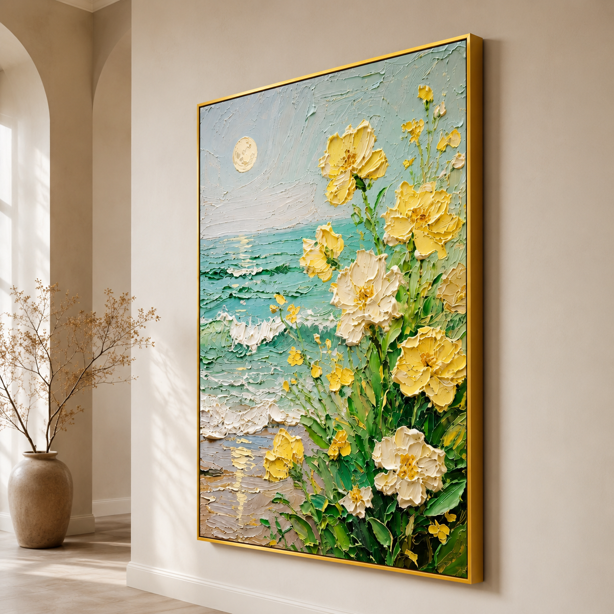 Seaside Floral Textured Painting #Kiss 52