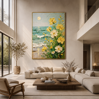 Seaside Floral Textured Painting #Kiss 52