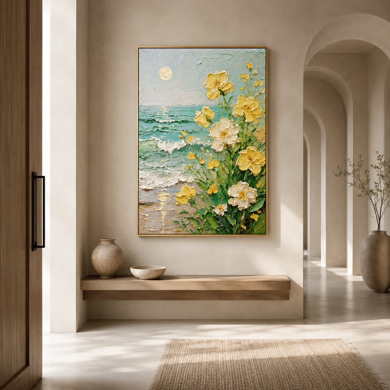 Seaside Floral Textured Painting #Kiss 52