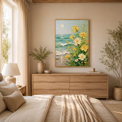 Seaside Floral Textured Painting #Kiss 52
