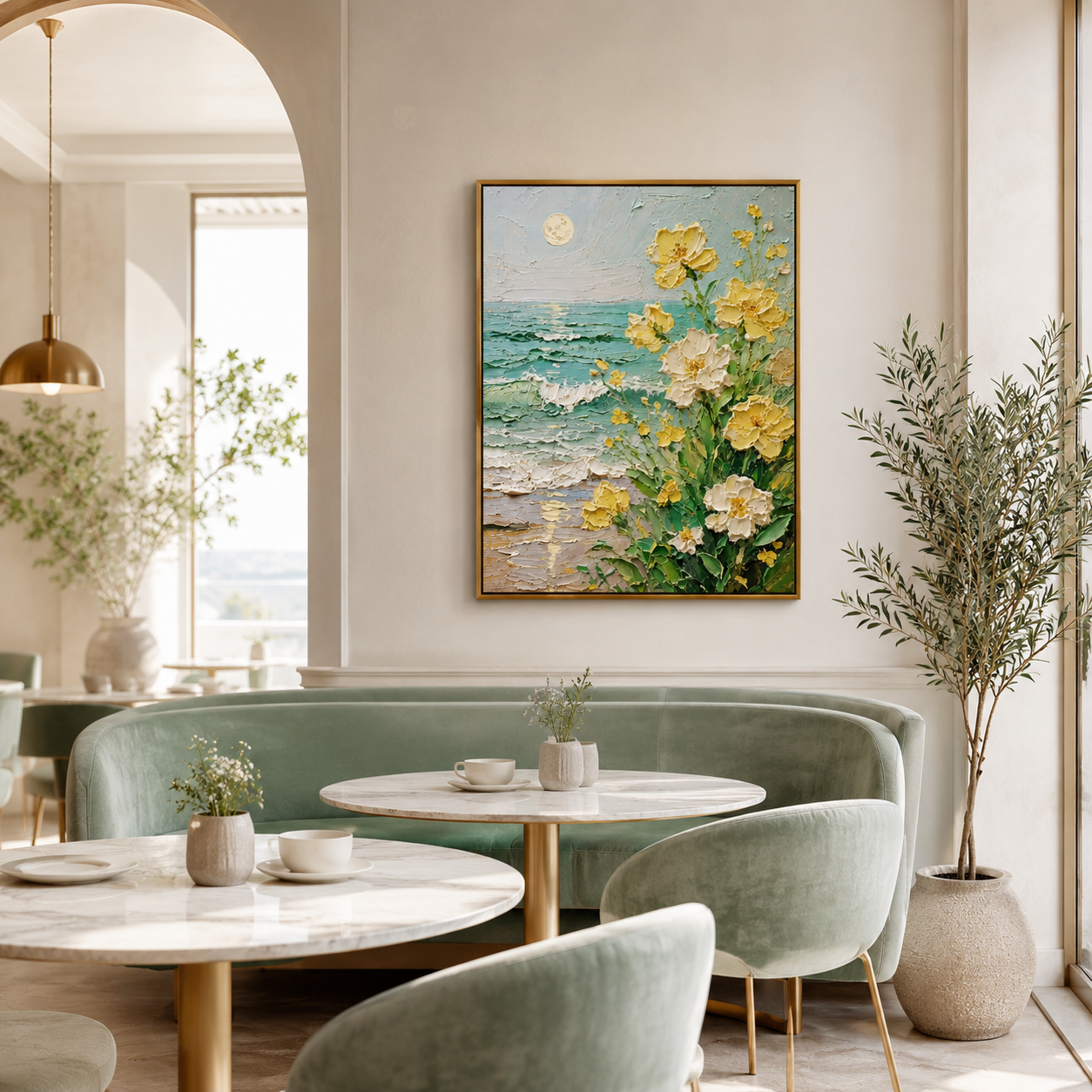 Seaside Floral Textured Painting #Kiss 52