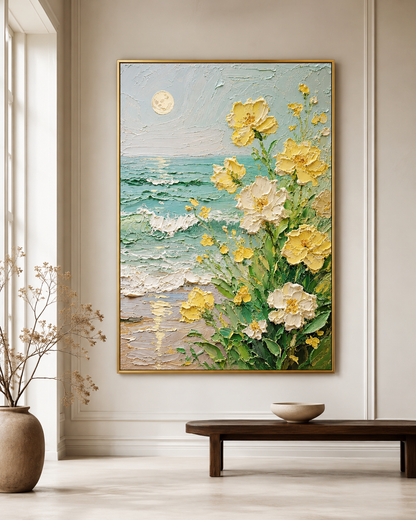 Seaside Floral Textured Painting #Kiss 52