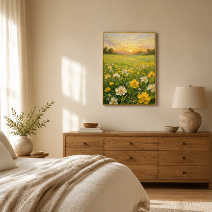 Sunlit Meadow Floral Textured Painting #Kiss 53