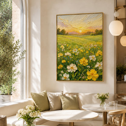 Sunlit Meadow Floral Textured Painting #Kiss 53