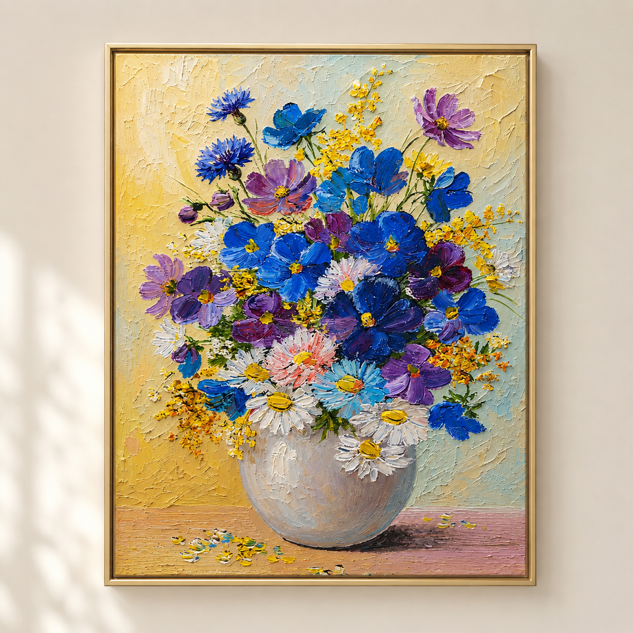 Wildflower Vase Textured Painting #Kiss 55