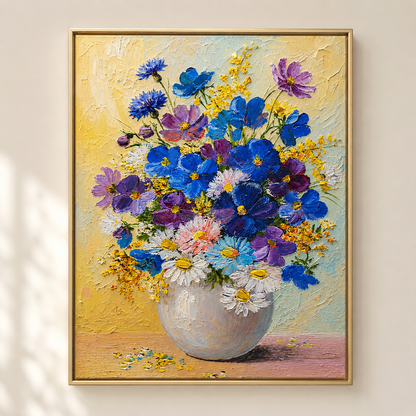 Wildflower Vase Textured Painting #Kiss 55