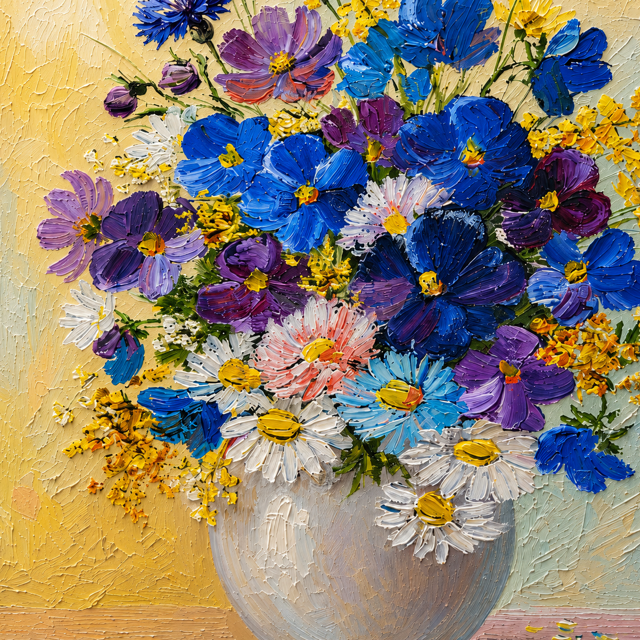 Wildflower Vase Textured Painting #Kiss 55
