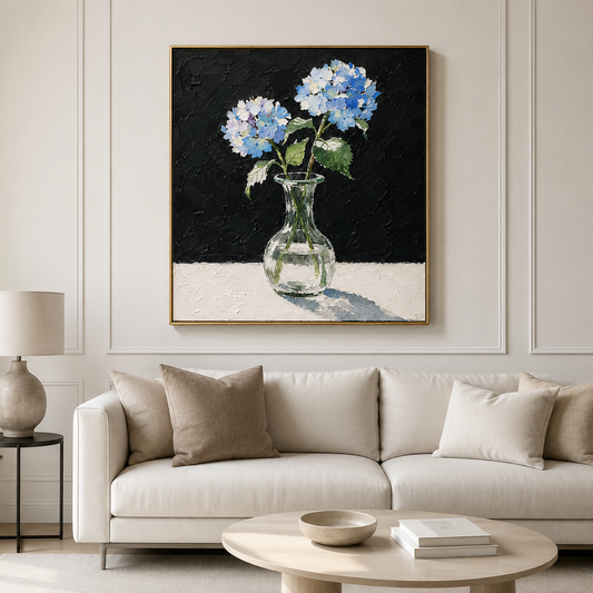 Blue Hydrangea Vase Textured Painting #Kiss 56