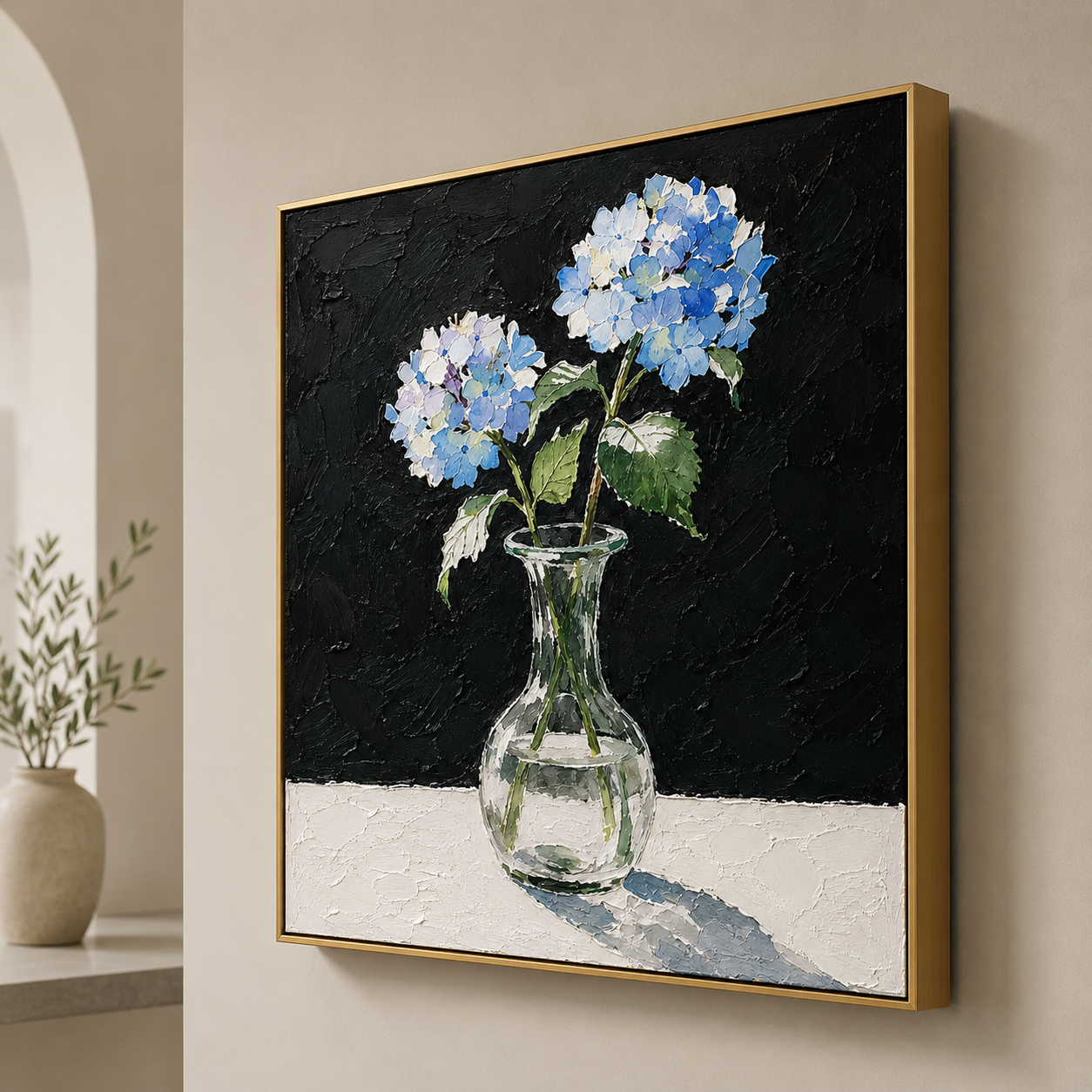 Blue Hydrangea Vase Textured Painting #Kiss 56