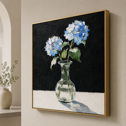 Blue Hydrangea Vase Textured Painting #Kiss 56