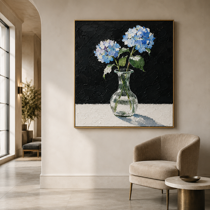 Blue Hydrangea Vase Textured Painting #Kiss 56