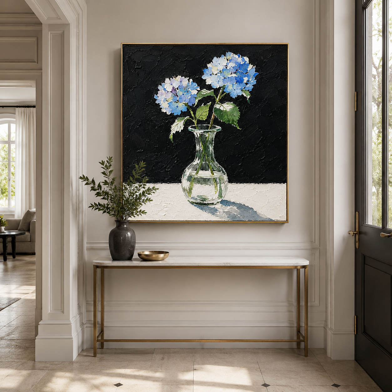 Blue Hydrangea Vase Textured Painting #Kiss 56