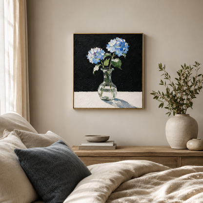 Blue Hydrangea Vase Textured Painting #Kiss 56