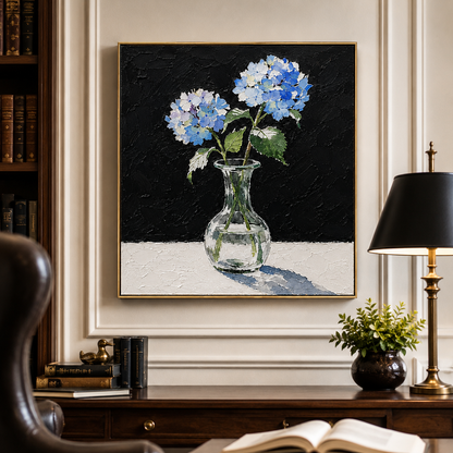 Blue Hydrangea Vase Textured Painting #Kiss 56