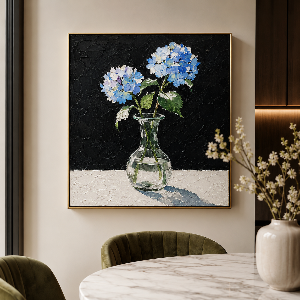 Blue Hydrangea Vase Textured Painting #Kiss 56