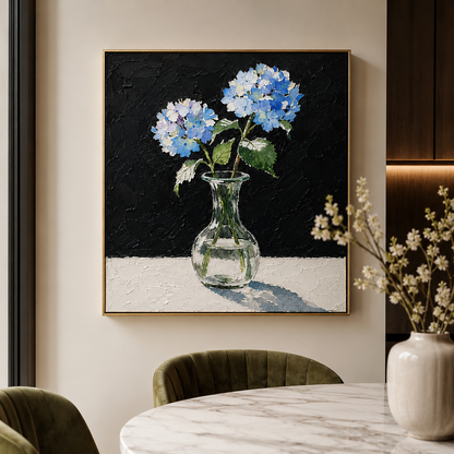 Blue Hydrangea Vase Textured Painting #Kiss 56