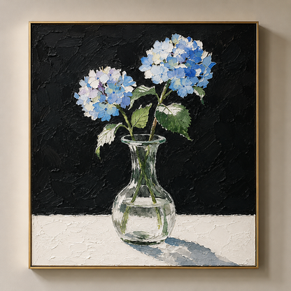 Blue Hydrangea Vase Textured Painting #Kiss 56