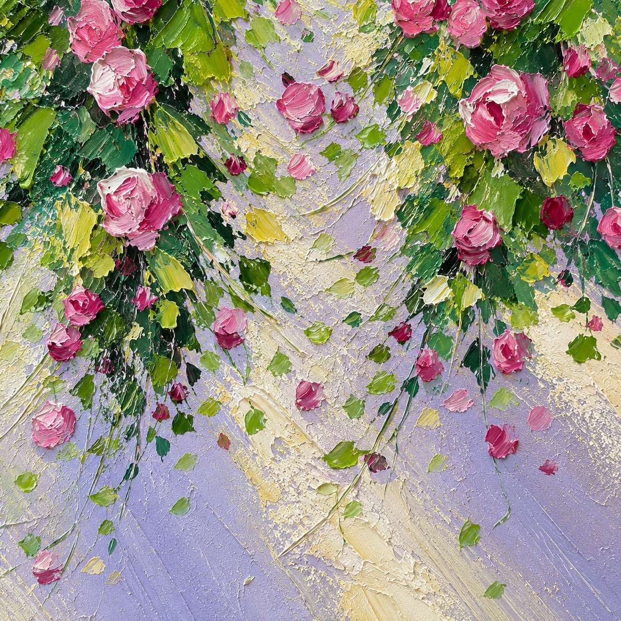 Pink Rose Garden Textured Painting #Kiss 57