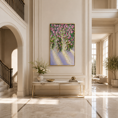 Pink Rose Garden Textured Painting #Kiss 57