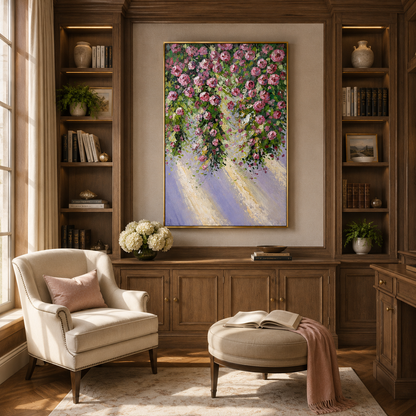 Pink Rose Garden Textured Painting #Kiss 57
