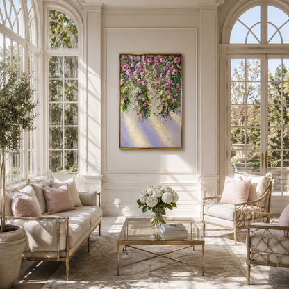 Pink Rose Garden Textured Painting #Kiss 57