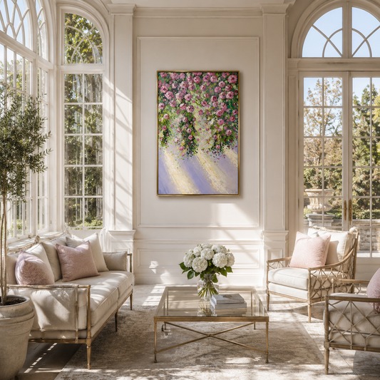 Pink Rose Garden Textured Painting #Kiss 57