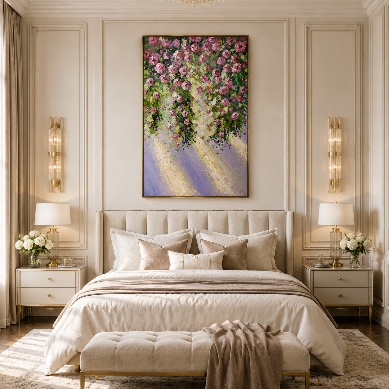 Pink Rose Garden Textured Painting #Kiss 57